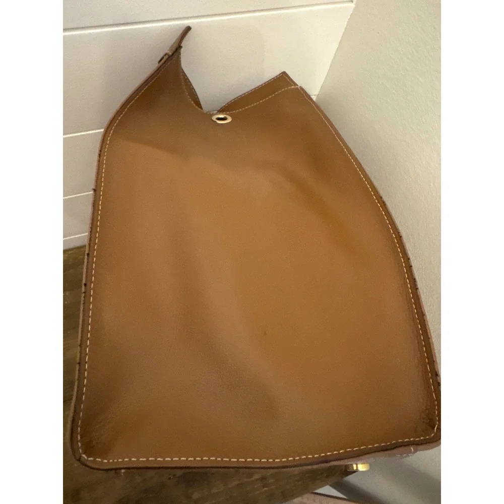 CLAUDIA Firenze made in ITALY Cognac Brown Leather Large Purse Bag Gold Lock